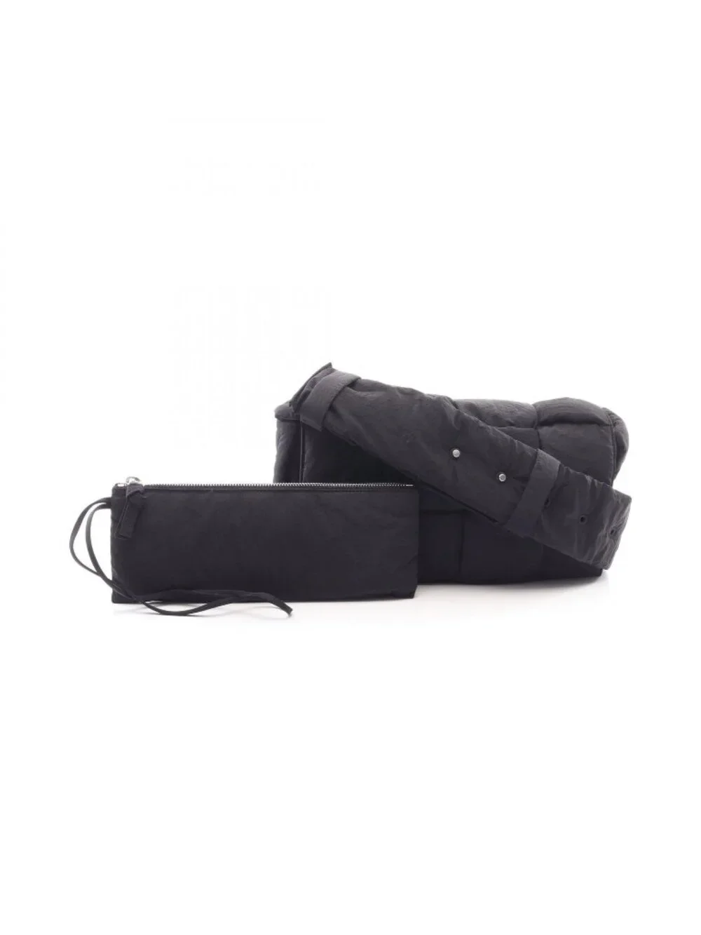 Bottega Veneta Shoulder Bag Padded Tech Cassette Black Nylon Maxi Intrecciato